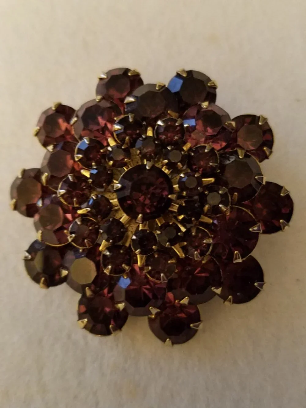 Vintage Purple Faceted Rhinestone Stacked Brooch